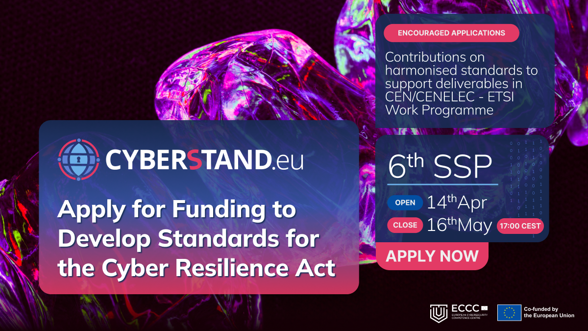 €1 million available to support experts for cybersecurity standards development